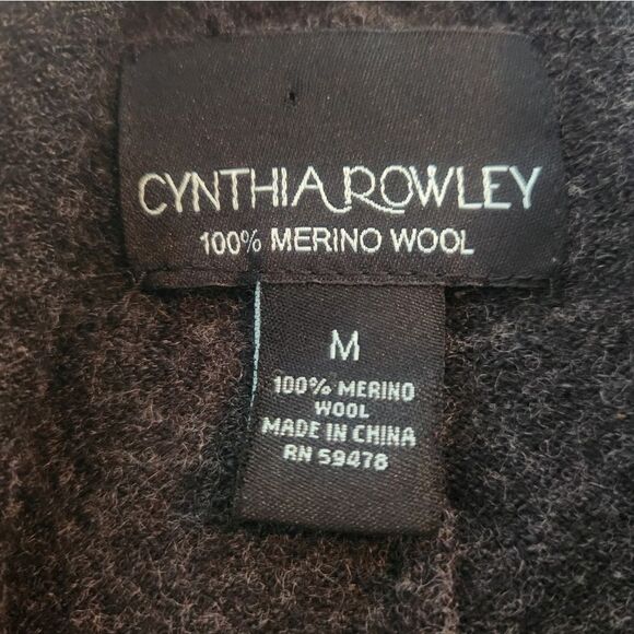 CynthiaRowley M CharcoalGray100% MerinoWool ShawlCollarLgslvOpened WomenCardigan - Picture 3 of 5